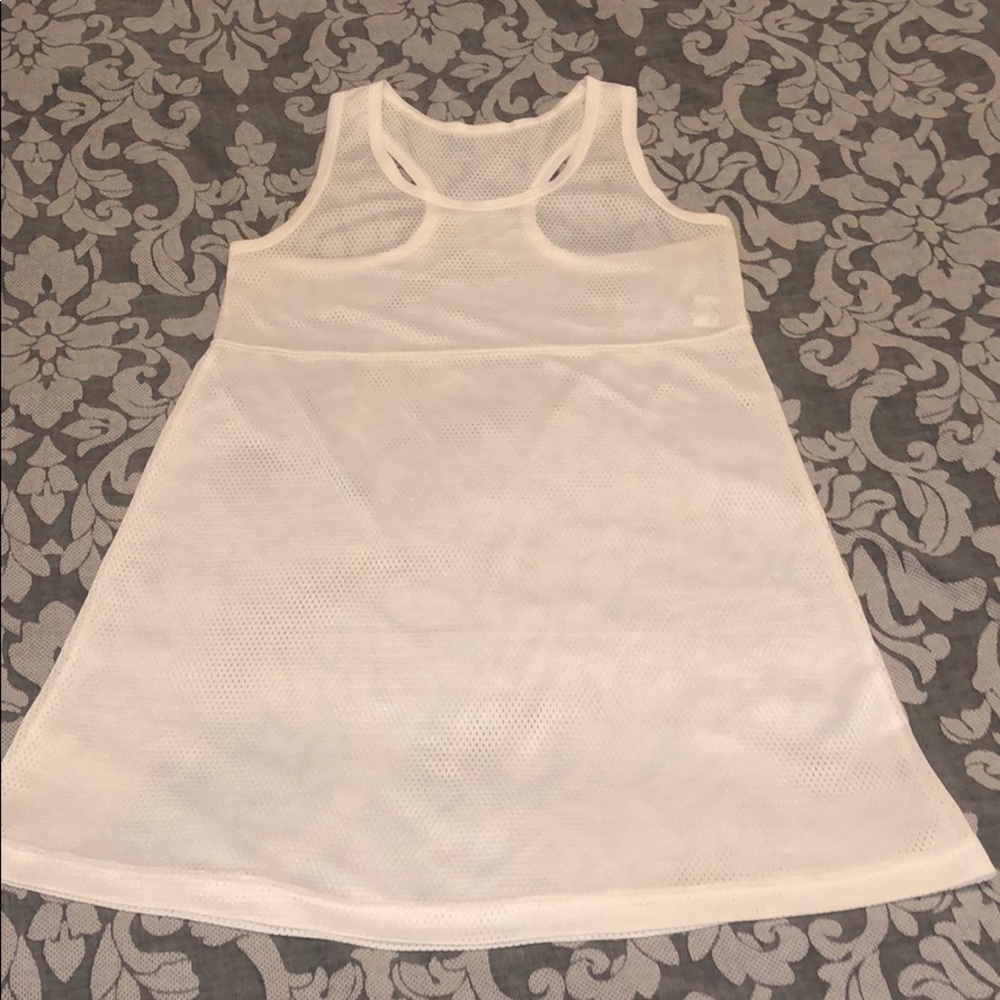 White Athletic Mesh Tank Dress Swim Cover Up